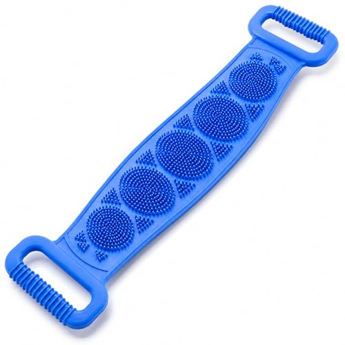 Image of HINOX Silicone Body Back Scrubber Belt for Bath | Soft Exfoliating Silicone Bath Belt for Back Cleaning & Shower Use | Waterproof Reusable Body Scrubber Strap | Flexible Bath Scrubber | Multicolor (1 Piece)