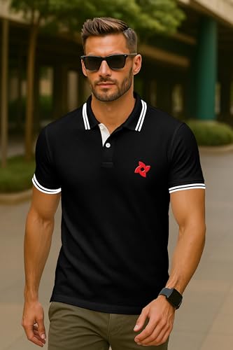 Image of Dagcros Classic Men's Polo T-Shirt with White Trim, Short Sleeve for Mens