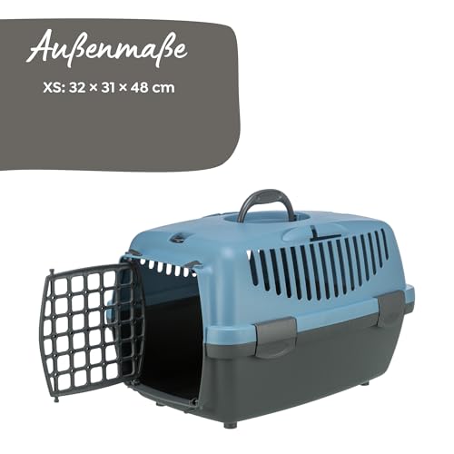 TRIXIE Transportbox Capri 1, XS: 32 × 31 × 48 cm - Tragegriff - Kunststoff - dunkelgrau/pastellblau - 39812
