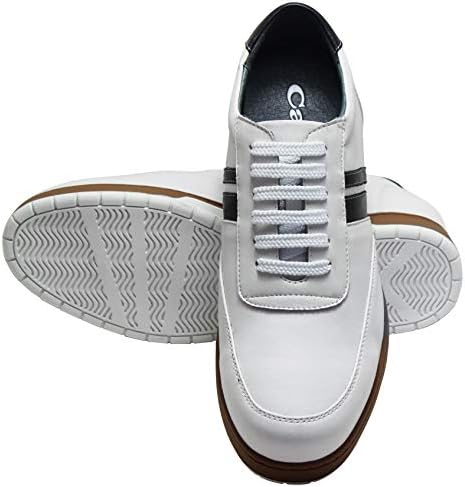 CALTO Men's Invisible Height Increasing Elevator Shoes - White Leather Lace-up Lightweight Clasic Casual Sneakers - 2.8 Inches Taller - Y2821 - Size 9 D(M) US | Image 3