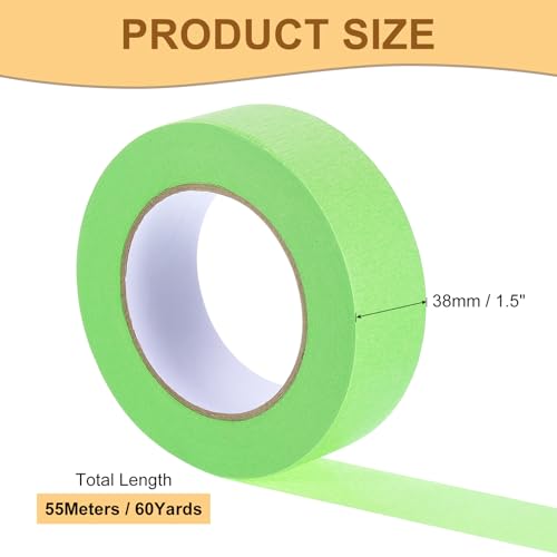 Image of Masking Tape Green Painters Tape Paper Tape [for Crafts DIY Walls Painting Packing Automotive Home Decoration Teaching]- 1.5 Inch x 60 Yards /1 Roll