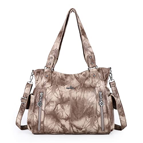Image of Angel Kiss Handbags for Womens Top-Handle Hobo Purse Roomy Casual Shoulder Bags PU Tote Satchel Purse for Women