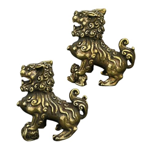 Sculpture de lion chinois en kit de 2 paires pour décor de bureau et table de salon