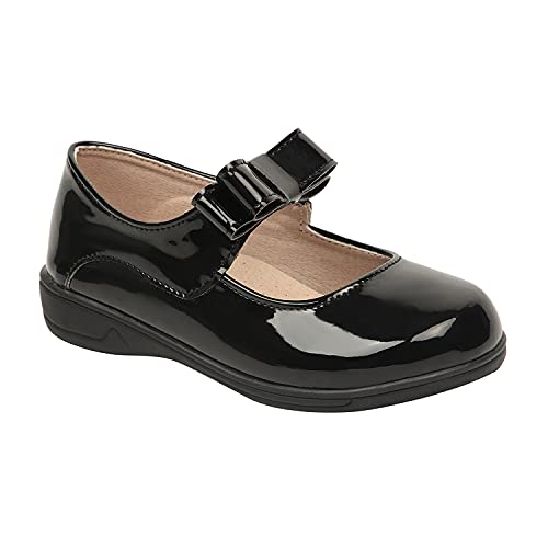 QWJIA Mädchen Mary Jane Flache Schuhe - Mode Beiläufig Runder Zeh Bows Ballerinas Niedriger Absatz Pumps Slip-on Walking Schuh Party Kleid Prinzessin Schuhe Schuluniform Schuh Schwarz Cover