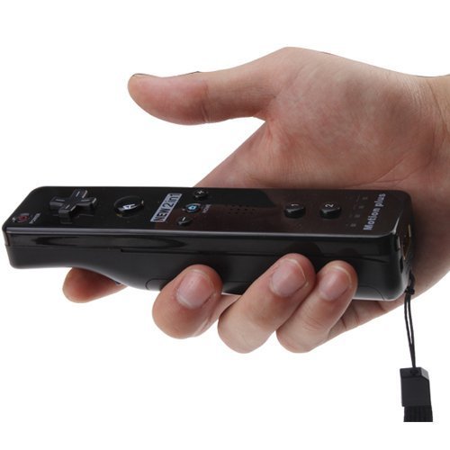 DuaFire Black Built-in Motion Plus Remote + Nunchuck Controller For Wii + Silicone Case + Wrist Strap(NON-OEM)