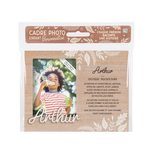 Cadre Photo en Bois Personnalisé Arthur - Décoration Chambre Enfant - Cadeau Unique et Original - Idéal pour Naissance, Baptême, Anniversaire - Cadre avec Prénom Gravé - Style Élégant et Moderne