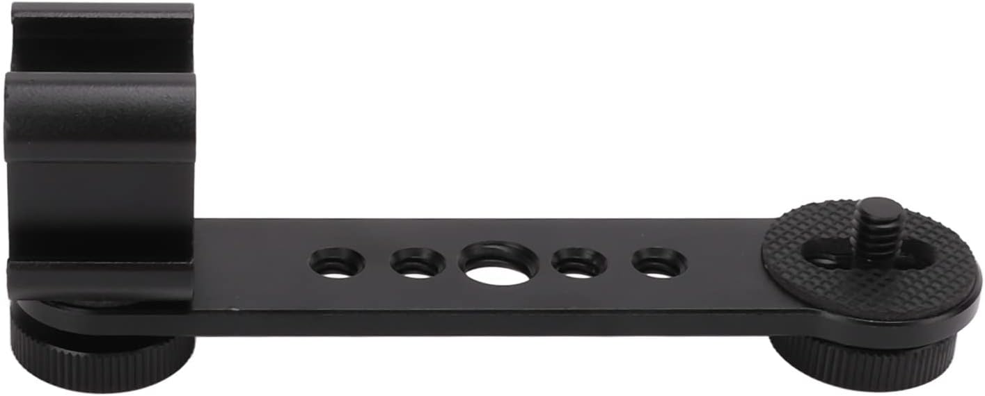 Triple Cold Shoe Extension Bracket for Microphone Stand Mount Adapter, Aluminum Alloy, Portable, 3 in 1, 122 x 42mm, Dark Gray (Black)