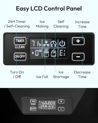Image of EUHOMY Under Counter Ice Maker with Drain Pump, 100 lbs /Day Ice Machine, Auto-Cleaning & 24H Timer, Stainless Steel Commercial Ice Maker with 24 lbs Storage for Home /Bar /Cafe /Restaurant
