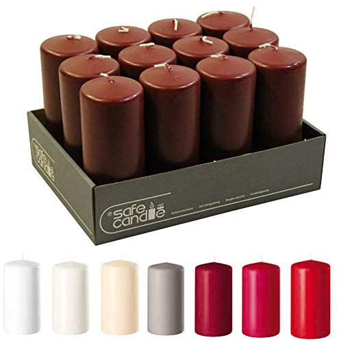 Velas pilares – velas de cera/pilares/velas de Adviento (rojo: altura: 15 cm/diámetro: 6 cm, 12 unidades)