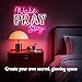 moweek Wake Pray Slay Neon Sign - 35.5×30.6cm LED Wall Decor for Bedroom, Office, Beauty Salon - Aesthetic Motivational Light for Women & Girls, USB Powered with Dimmer, Pink & White