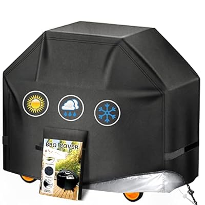 Grill Cover 60inch BBQ Gas Grill Cover for Outdoor Outside, Waterproof, Anti-UV Material with Hook-and-Loop & Adjustable Rope for Nexgrill Char-Broil Dyna-Glo