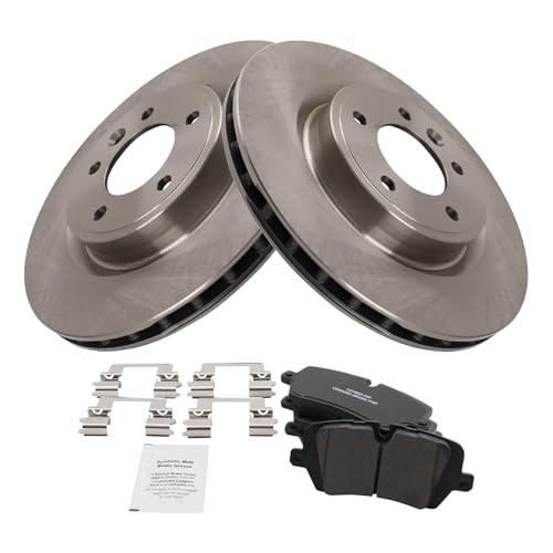 Image of TRQ Rear Brake Pad and Rotor Set Ceramic Compatible with 2018-2020 Land Rover Discovery Range Rover 2019-2020 Range Sport