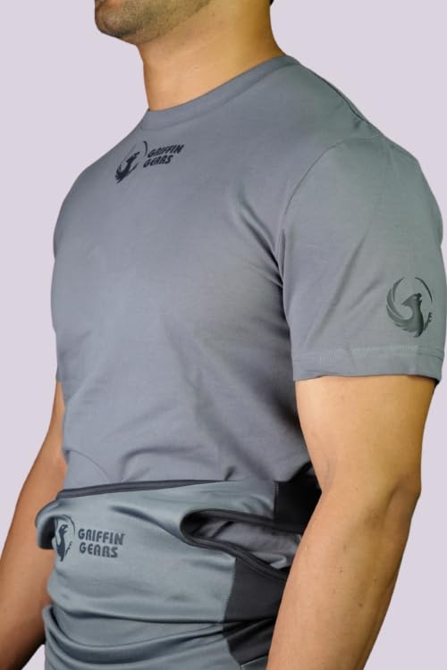 Image of Powerlifting Competition T-Shirt - Men's Gray Fitted Gym Tee for Squats, Bench, Deadlifts - T-Shirt for Powerlifters, Weightlifting & Strength Training