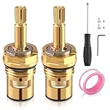 2 Sets Faucet Valves Faucet Cartridge with American Standard 994053-0070a or 994053-0070a/H Bathroom Kitchen Bathtub Faucet Stem Replacement, Brass, 4z-24h Hot and Cold Replacement Stem