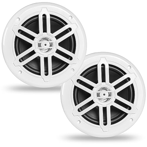 BELVA BMS65WH 500W Peak (250W RMS) 6.5" 2-Way White Coaxial Marine Speakers for Boats/ATV/UTV/SxS/Powersport
