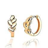 Valloey Rover Pendientes de aro chapados en oro de 14 quilates para mujer, bonitos aretes de aro pequeños dorados, Metal, circonita,