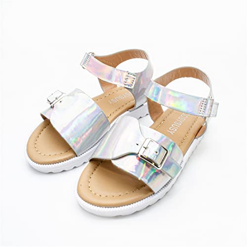 Toddler Sandals Girl Children Thick Sole Gradient Sandals Fashion Soft Beach Shoes Little Girls Sandals Sandals Wear (Silver, 13.5 Little Child)2