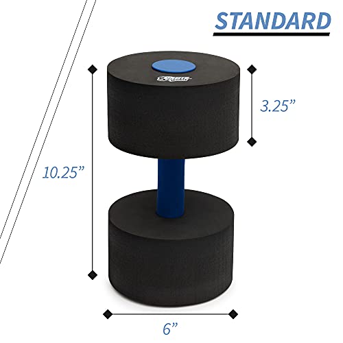 High-Density EVA-Foam Dumbbell Set, Water Weight, Soft Padded, Water Aerobics, Aqua Therapy, Pool Fitness, Water Exercise (Black Medium 2.0)