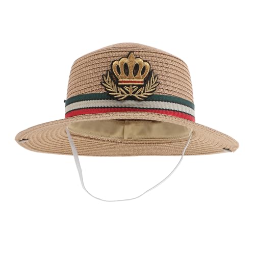 BESTYASH Beach Hat Breathable Straw Sun Protection Wide Brim Cap for Boys for Spring Summer Autumn Outdoor Activities Khaki