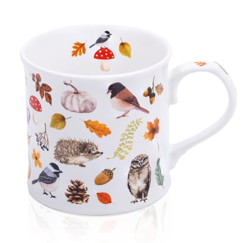 Autumn Animals Coffee Mug, 12 oz New Bone China...