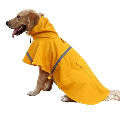 Tineer Einstellbare wasserdichte Haustier Hund Mit Kapuze Regenmantel Reflektierende Hund Regen Mantel Jacke Hund Regen Kleidung für Kleine Mittelgroße Hunde (L, Orange)