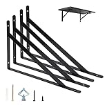 Heavy Duty Shelf Brackets 400x250mm, 4 Pack 16 Inch Wall L Brackets with 90 Degree Triangle, Mounting Screws Included, Suitable for Concrete Wall, Gypsum Board etc(16 Inch)