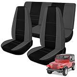 Kistrba Seat Covers Compatible with Jeep Wrangler YJ 1987-1996 Full Set, Front & Rear Back Door Complete Bench, Breathable Automotive Cover Cushion Accessories
