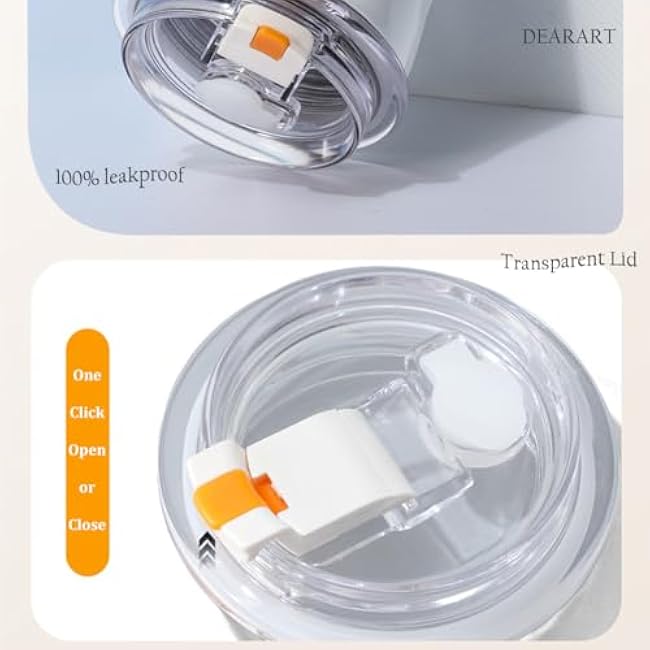 DEARART Insulated Tumbler with Wave Shaped Bottles, Pink Vacuum Stainless Steel Bottle Straw, 100% Leakproof Coffee Keep Cold/Hot Bottles, Suitable for Home, Office, Travel, 16oz (500ml)