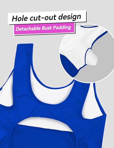 Image of Girls Swimsuit Sleeveless Bathing Suits Back Cutout Summer Swimwear with Removable Chest pad 6-14 Years