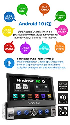 XOMAX XM-VA760 Autoradio mit Android 10, QuadCore, 2GB RAM, 32GB ROM, GPS Navigation I Support: WiFi WLAN, 3G 4G, DAB… - Image 3