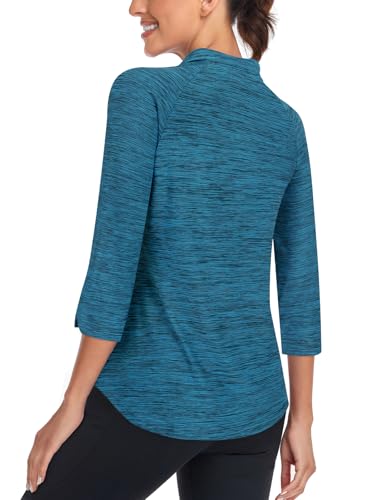 Image of Cucuchy Style Womens Golf Shirt 3 /4 Sleeve Quarter Zip Workout Tennis Tops Quick Dry UPF 50+ Shirts