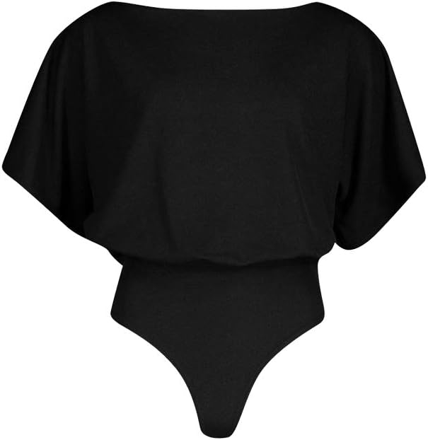 LINMON Women’s Bodysuits Slash Neck Dolman Sleeve T Shirt Leotard Jumpsuit Tops - Image 5