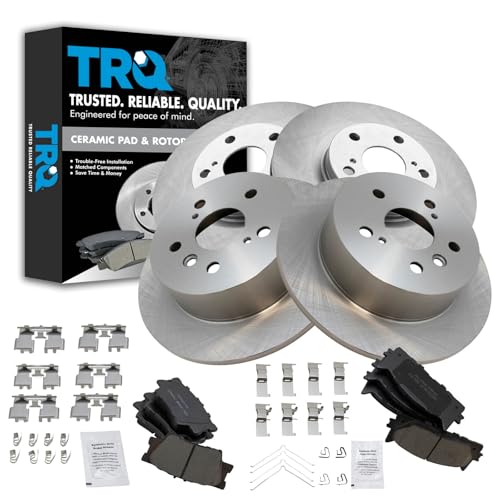 TRQ Front and Rear Ceramic Brake Pad and Rotor Set
