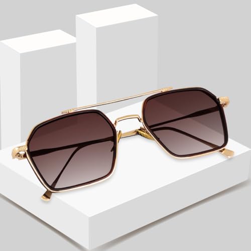 Image of CREEK Unisex Full Rim Hexagonal Branded and Stylish Sunglasses | 100% UV Protected | Men & Women | Medium | CH S1145-Pack of 1