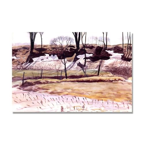 Tableaux sur Toile Neige fondante Charles Burchfield format vertical 60x90cm sans cadre