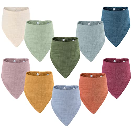 Image of Aipinvip Baby Drooling Bibs Unisex Newborn Bibs Absorbent Breathable Muslin Bibs Teething bibs Bandana Drool Bibs 8 pack