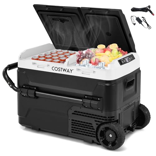 COSTWAY Refrigerador de Coche de 12V, Congelador Frigorífico Portátil de Compresor de 40L (-20℃~20℃), Nevera Eléctrica para Vehículos, Camping, Viaje, Uso al Aire Libre y en el Hogar