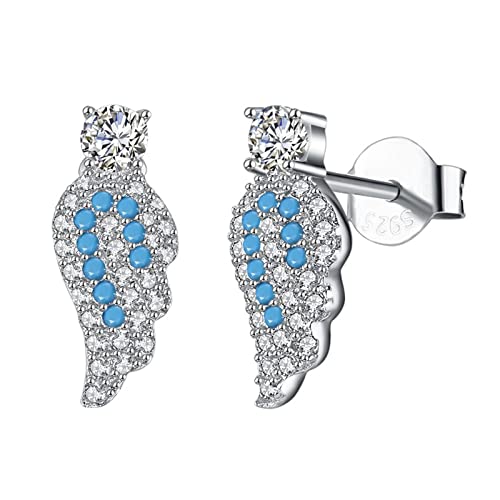 Boucles d'oreilles argent 925 aile angélique pavée au raffinement étincelant pour femme