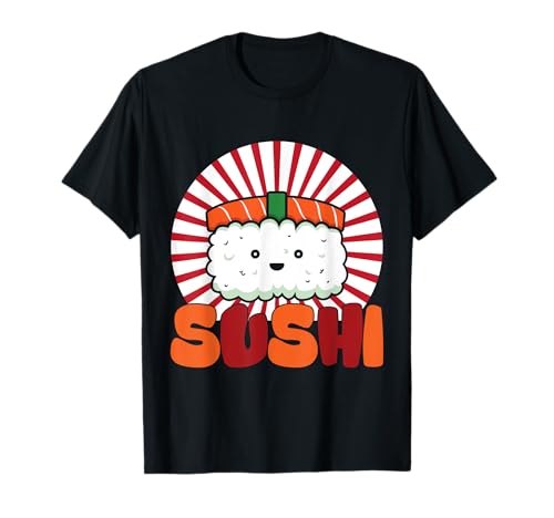 Retro Kawaii Sushi Comida japonesa Sashimi Maki Sushi t-shirt, Preto, S