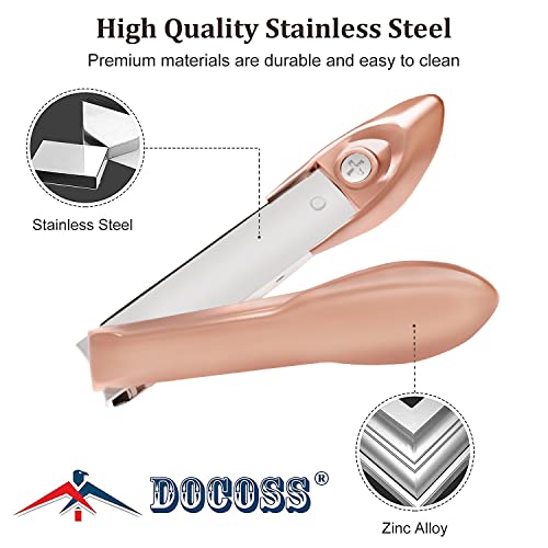 Image of DOCOSS Stainless Steel Professional Nail Cutter Kit,Nail Cutter With Catcher & Filer Kit Set for Women (Rose Gold)