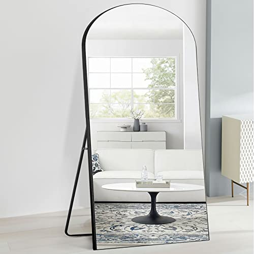 Image of PexFix Arched Full Length Mirror Arched Wall Mirror Floor Mirror with Stand Contemporary Full Length Mirror with Black Wood Frame,71''x32'' (USAM019)