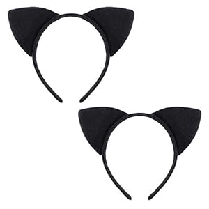 Kattenoren hoofdbanden, 2 stuks haarhoepel voor vrouwen meisjes kattenoren haarband hoofddeksels kostuum feesten decoratie (zwart)