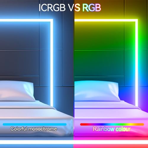 Image of LED String Light 9.84ft RGB Color Changing for Bedroom,Luces Led para Cuarto IP65 Waterproof Music Sync LED Light Strips with APP Remote Control,Halloween Decorations,Halloween Party Favors