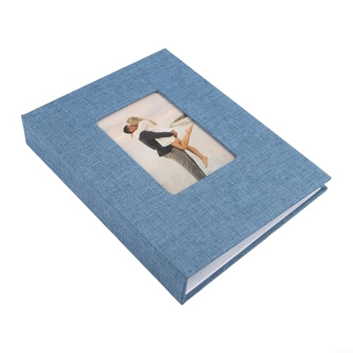 Álbum de fotos de 2 x 3 pulgadas con lino y 42 para organizar 208 fotos diferentes capítulos de vida y experiencias (azul)
