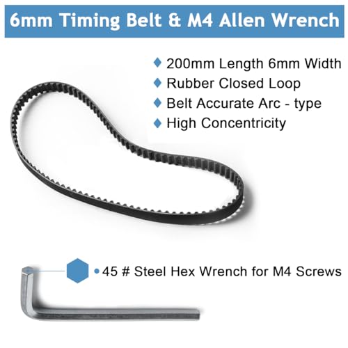 Image of Serplex Synchronous Wheel For 3D Printer Timing Pulley Printer Timing Gear for 3D Printer with FDM Tech 20 & 60 Teeth 8mm Bore Aluminum Timing Pulley with Length 200mm x6mm Belt