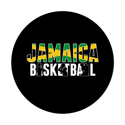 Proud Jamaica Basketball Fans Jersey - Jamaican Flag Baller PopSockets Swappable PopGrip, Black - Image 3