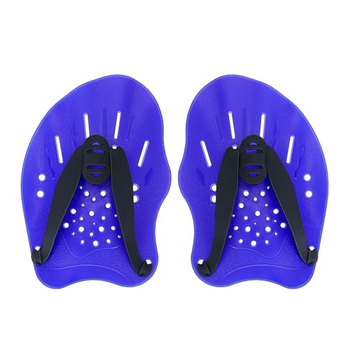 Contour Swim Paddles Hand, Swim Training Hand Paddles with Adjustable Straps, Swimming Hand Paddles for Women and Men, Color Blue