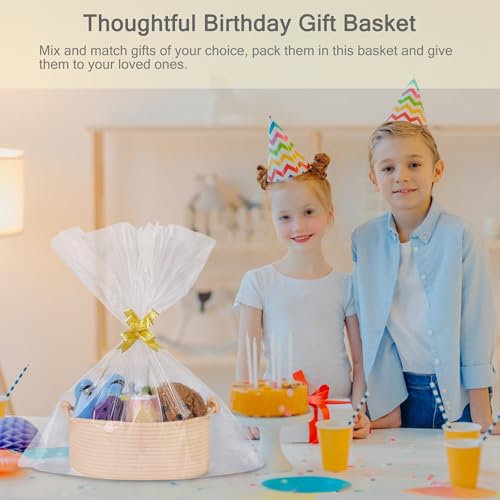 Image of Small Empty Gift Basket with Bag & Ribbons, Beige