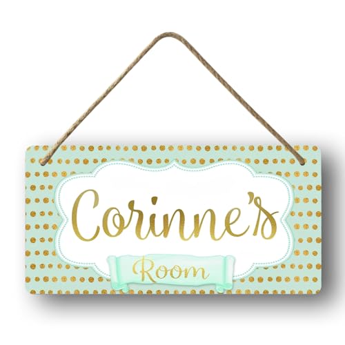 Personalized Name Wall Hanger Dot Matrix Golden Green Decorations Sign For Pink Little Girls Bedroom Decor