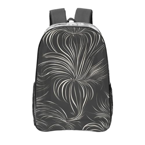 Modern Print Work Travel Stadium Events Transparent Backpack PVC Clear Bag Large Side Pockets
